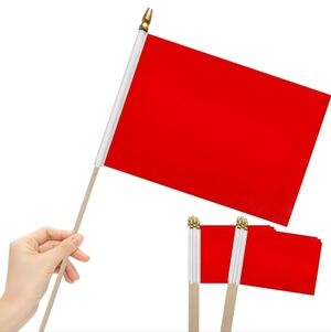 60 Red Handheld Flags with Wooden Sticks